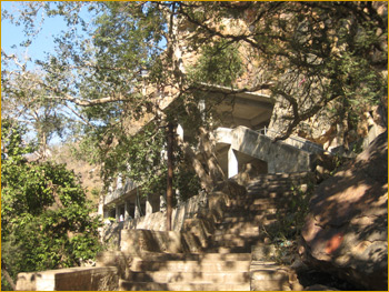 Waterfall and Temple in Rameshwar